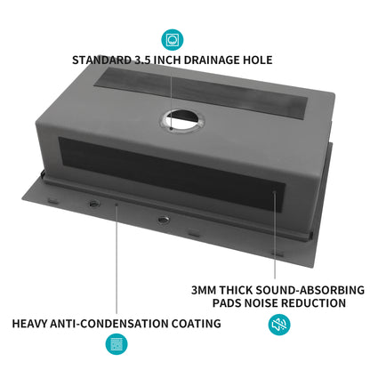 33" Drop in Kitchen Sink - 33*22*9 inch Gunmetal Black Kitchen Sink Topmount Single Bowl 16 Gauge Stainless Steel Ledge Workstation Kitchen Sinks