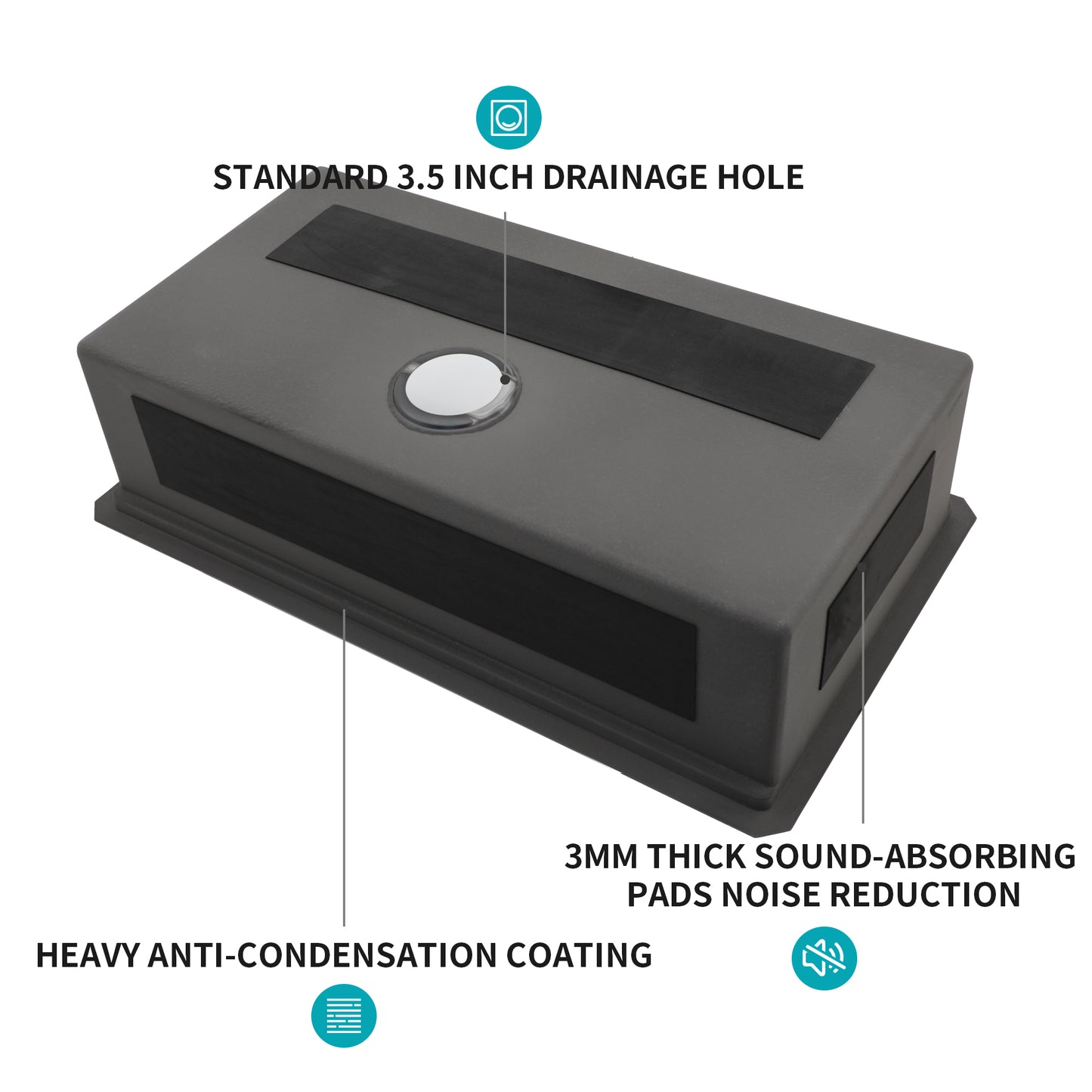 33" Undermount Kitchen Sink - 33 x 19 x 9 inch Gunmetal Black Single Bowl 16 Gauge Stainless Steel Ledge Workstation Kitchen Sinks