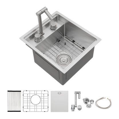 15" Undermount bar Sink with folding faucet - 15 x 17 x 9 inch Single Bowl 16 Gauge Stainless Steel Kitchen Sinks
