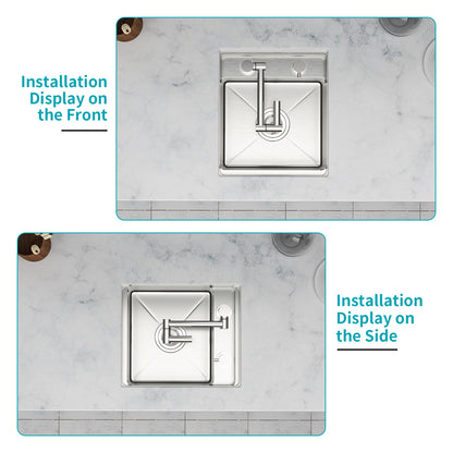 15" Undermount bar Sink with folding faucet - 15 x 17 x 9 inch Single Bowl 16 Gauge Stainless Steel Kitchen Sinks