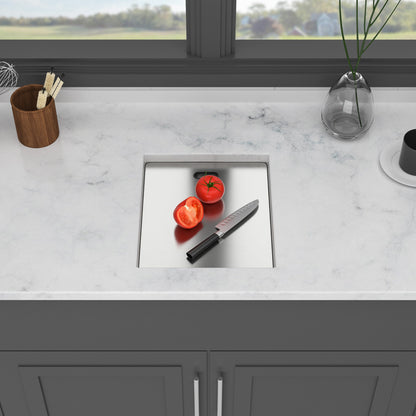 15" Undermount bar Sink with folding faucet - 15 x 17 x 9 inch Single Bowl 16 Gauge Stainless Steel Kitchen Sinks