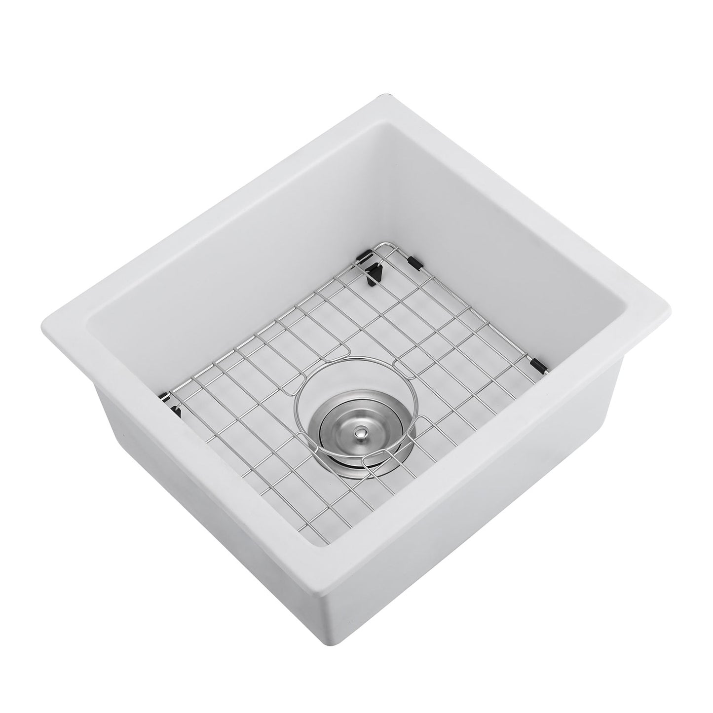 Quartz 18" L X 16" W Undermount Bar Sink With Grid And Strainer