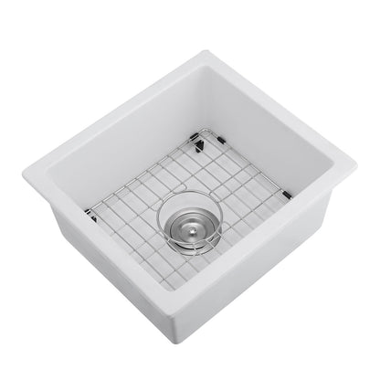 Quartz 18" L X 16" W Undermount Bar Sink With Grid And Strainer