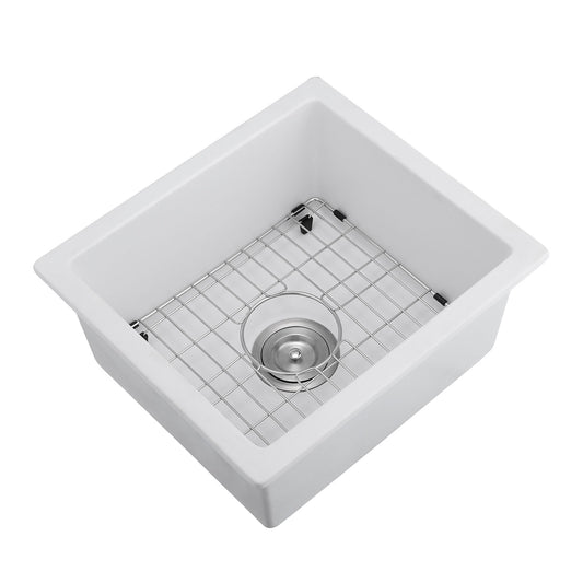 Quartz 18" L X 16" W Undermount Bar Sink With Grid And Strainer