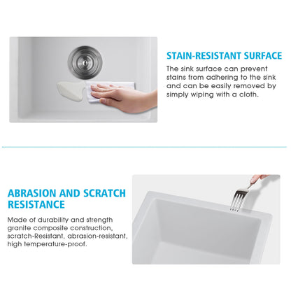 Quartz 18" L X 16" W Undermount Bar Sink With Grid And Strainer