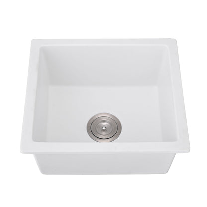 Quartz 18" L X 16" W Undermount Bar Sink With Grid And Strainer