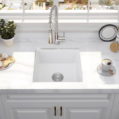 Quartz 18" L X 16" W Undermount Bar Sink With Grid And Strainer