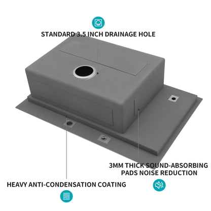 33" Drop-in Kitchen Sink with Cup Washer - 33 x 22 x 10 inch Single Bowl 16 Gauge Stainless Steel Workstation Kitchen Sinks