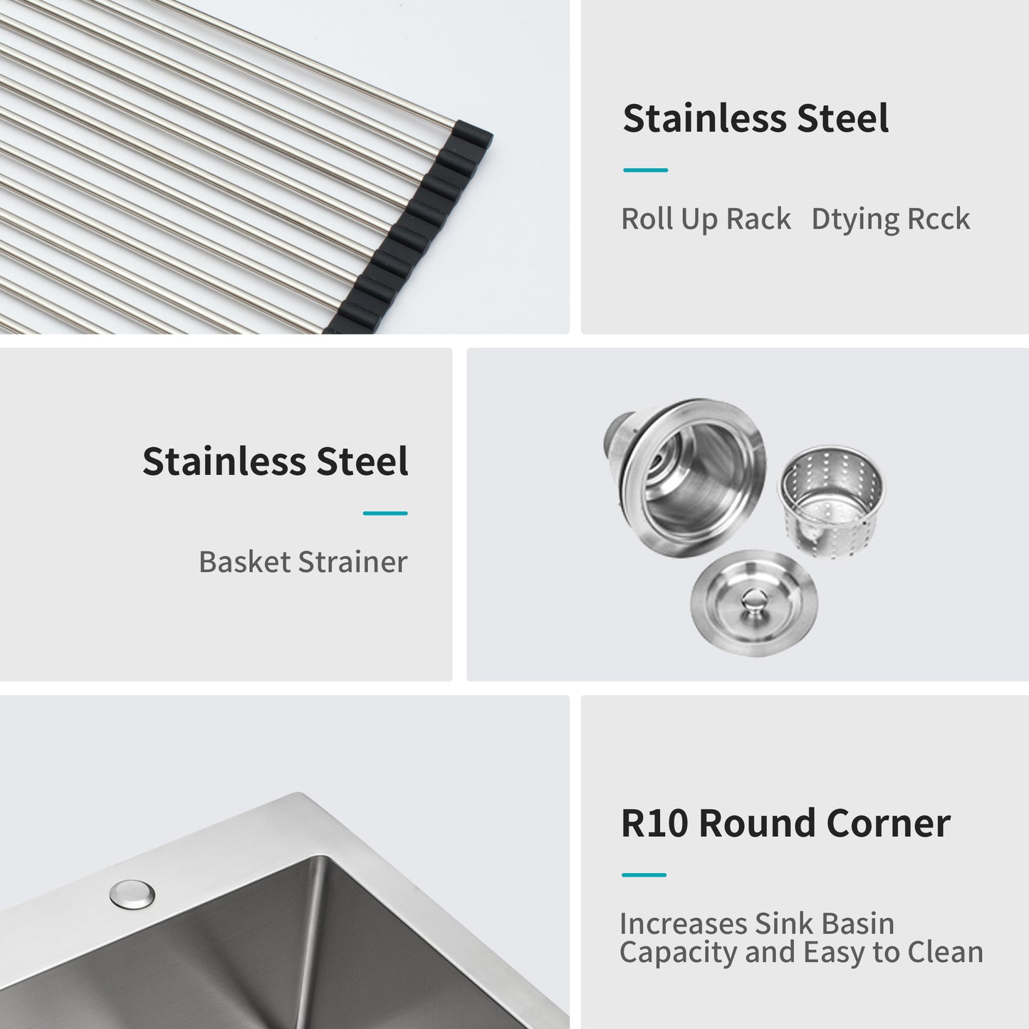 33 x 22 x 10 inch Kitchen Sink Drop-In 16 Gauge Stainless Steel Single Bowl Topmount Kitchen Sink