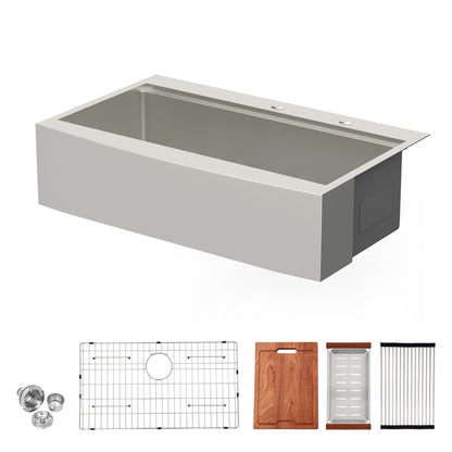 36 Drop in Farmhouse Sink Workstation - 36*22*10 Inch Kitchen Sink Stainless Steel 16 gauge Topmount Apron Front Kitchen Sink