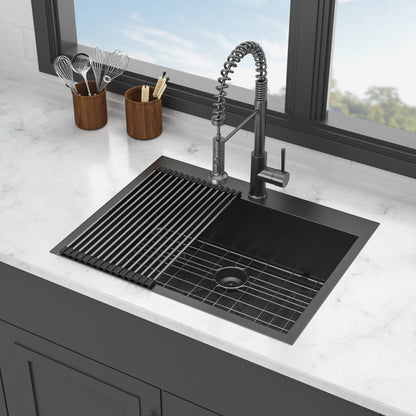 25 Kitchen Sink Drop In - 25 x 22 x 9 Gunmetal Black Drop In Topmount 16 Gauge Stainless Steel Kitchen Sink