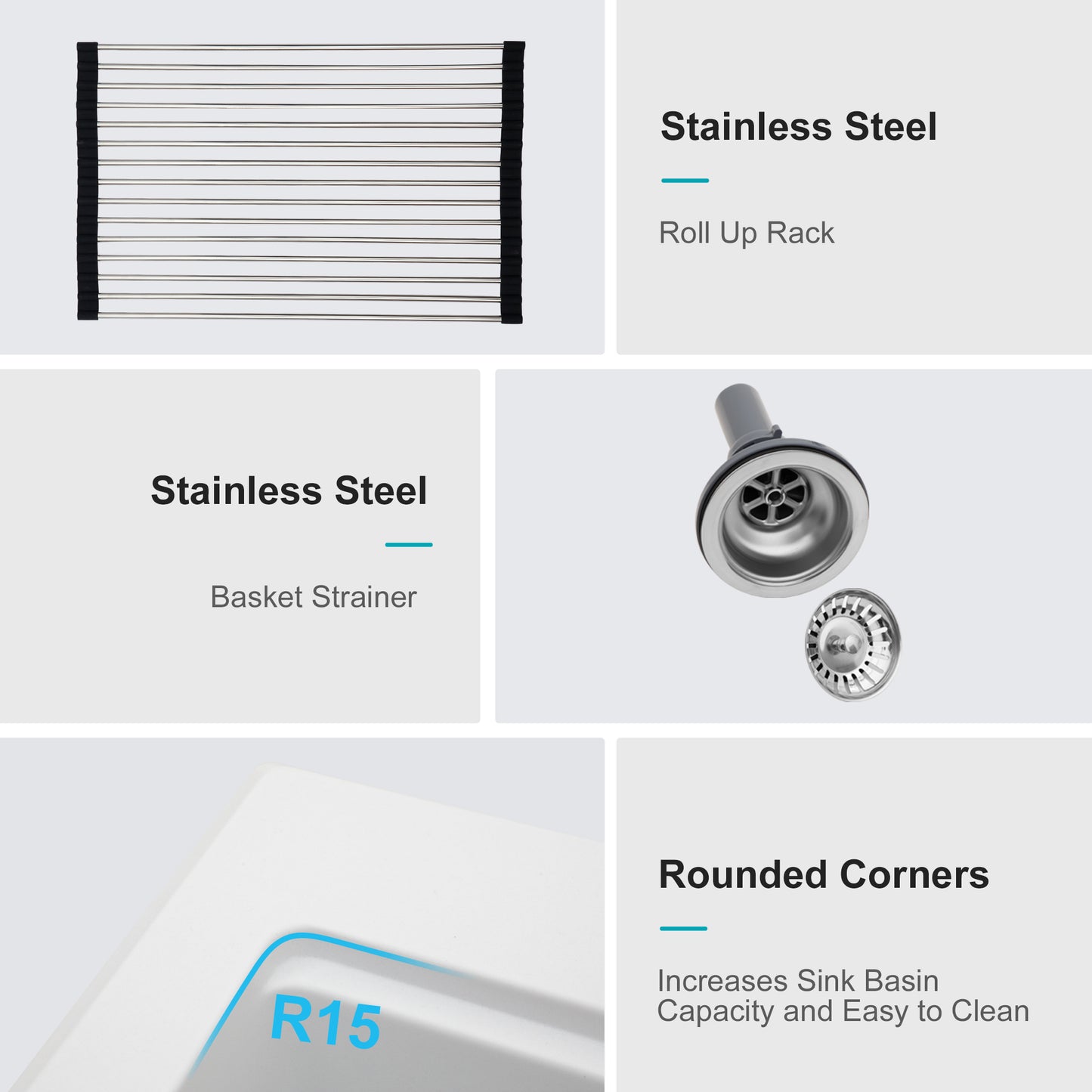 Quartz Kitchen Sink - 30" x 22" x 10" White granite composite Workstation Drop-in kitchen sink