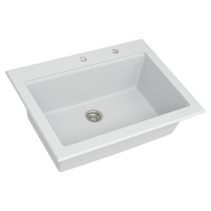 Quartz Kitchen Sink - 30" x 22" x 10" White granite composite Workstation Drop-in kitchen sink