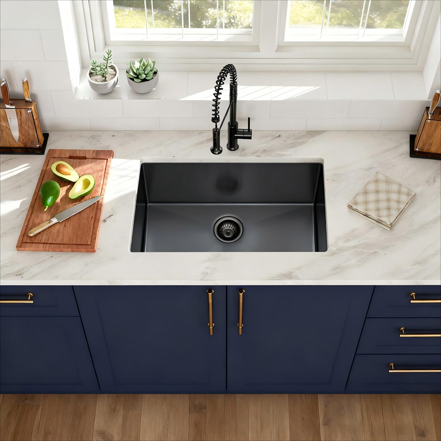 33"x19"x10" Gunmetal Black Undermount Kitchen Sink 16 Gauge Single Bowl with Drain Assembly