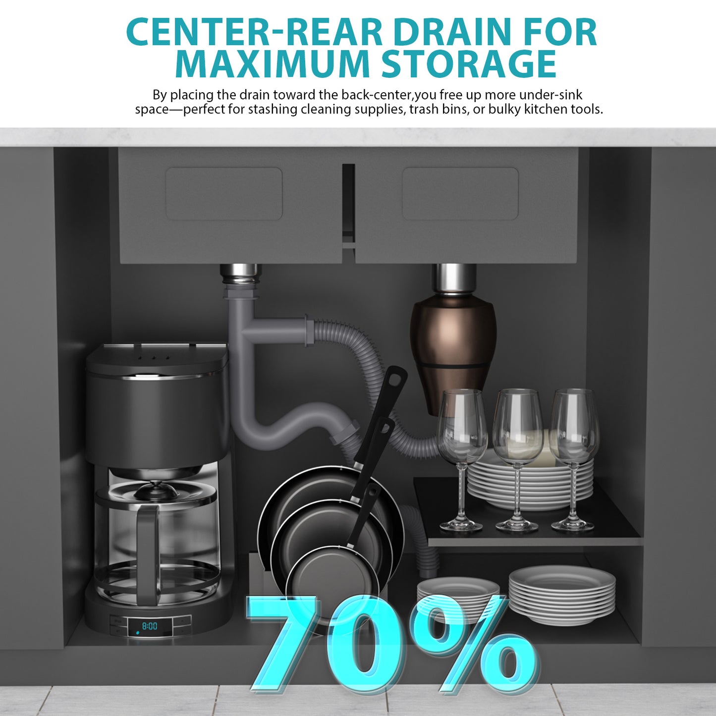 33"x19"x10" Gunmetal Black Undermount Kitchen Sink 16 Gauge Single Bowl with Drain Assembly