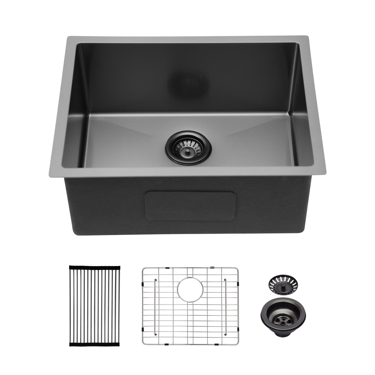 23" Gunmetal Black Kitchen Sink - 23"x 18"x 9" Undermount Single Bowl Kitchen Stainless Steel with 9 Inch Deep