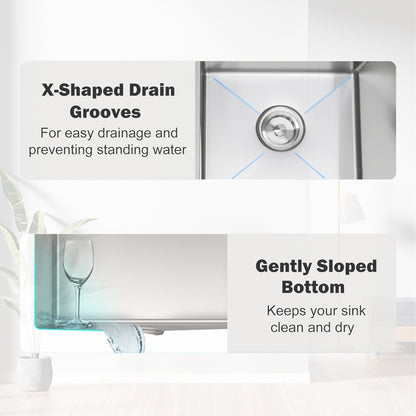 32" L X 19" W Undermount Double Bowl 16 Gauge 304 Stainless Steel Kitchen Sink (Sink Only)