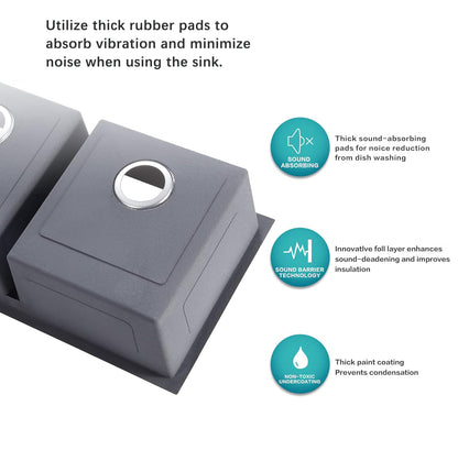 32" L X 19" W Undermount Double Bowl 16 Gauge 304 Stainless Steel Kitchen Sink (Sink Only)