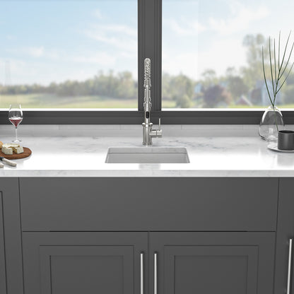 Quartz Kitchen Sink - 17.71"x15.74"x9" White granite composite undermount kitchen sink