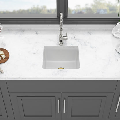 Quartz Kitchen Sink - 17.71"x15.74"x9" White granite composite undermount kitchen sink