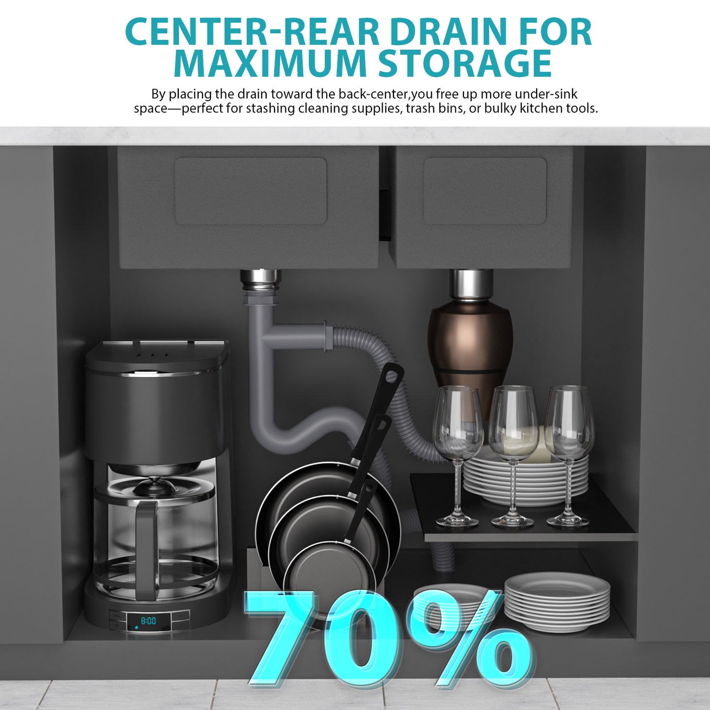 Topmount Drop in Kitchen Sink - 33" x 22" x 10" Double Bowl (60/40) Kitchen Sink 16 Gauge with Two 10" Deep Basin, Brushed Nickel