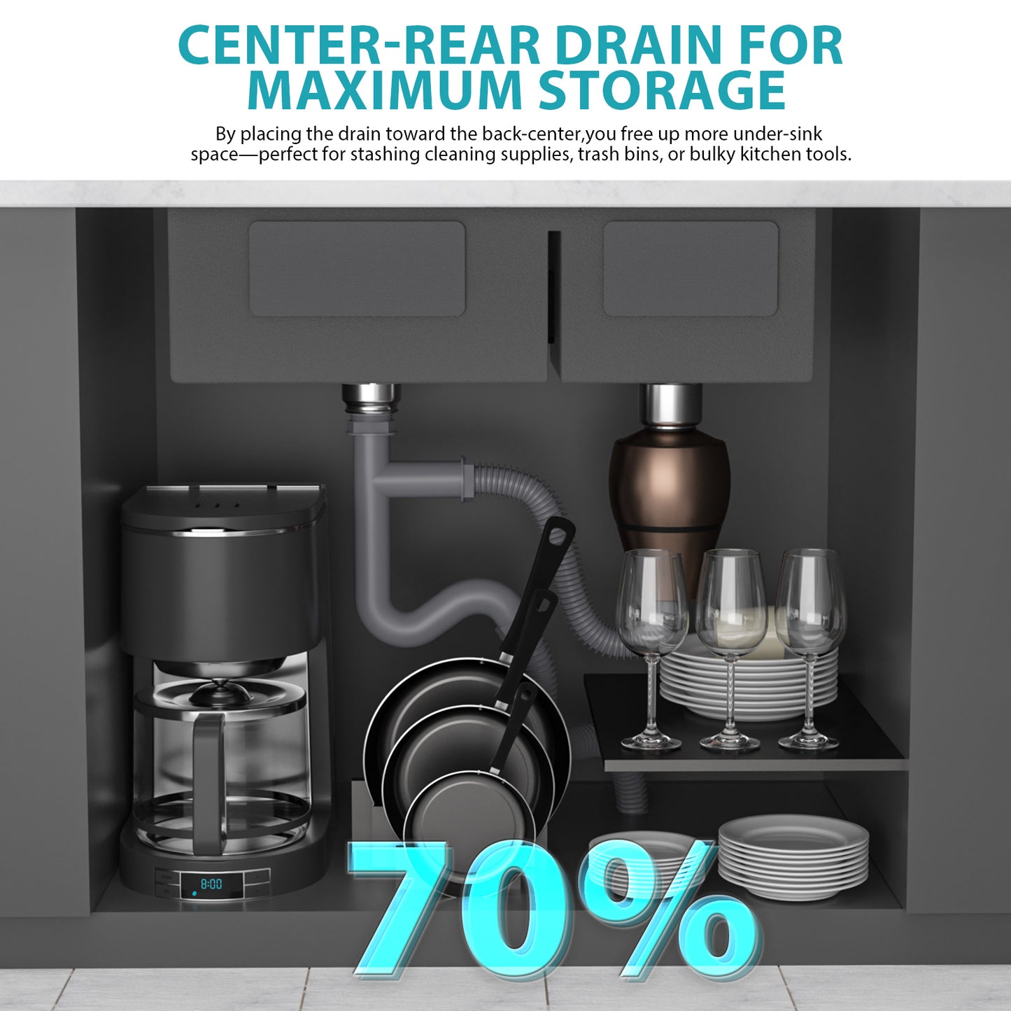 Topmount Drop in Kitchen Sink - 36"x 22" x 10" Double Bowl (60/40) Kitchen Sink 16 Gauge with Two 10" Deep Basin, Brushed Nickel