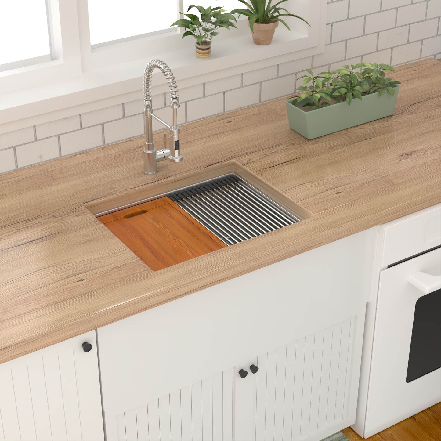 Laundry Workstation Sink - 24" x 18" x 13" Undermount Workstation Laundry Utility Sink Deep Single Bowl 16 Gauge Stainless Steel Laundry Tub Sinks