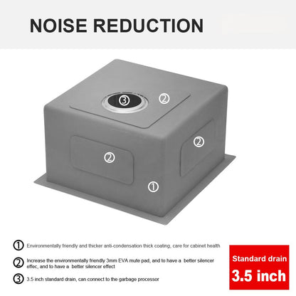 15 Inch Undermount Sink - 15" x 17" x 9" Undermount Stainless Steel Kitchen Sink 16 Gauge 9 Inch Deep Single Bowl Kitchen Sink Basin, Includes Drain Assembly (No Additional Accessories)