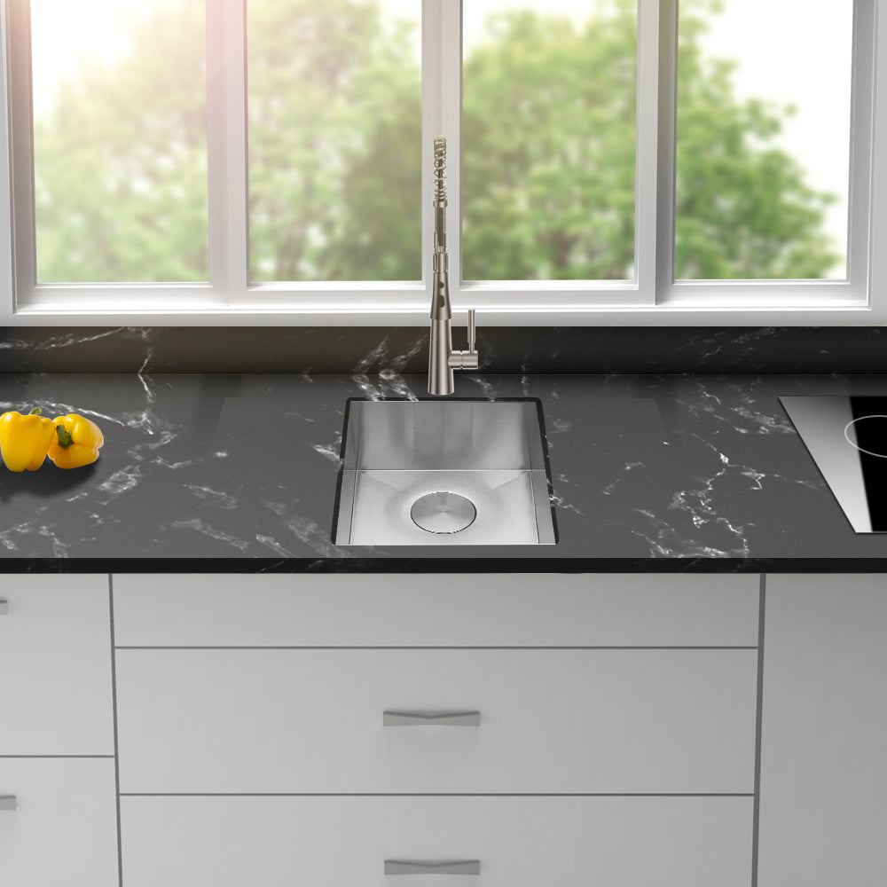 15 Inch Undermount Sink - 15" x 17" x 9" Undermount Stainless Steel Kitchen Sink 16 Gauge 9 Inch Deep Single Bowl Kitchen Sink Basin, Includes Drain Assembly (No Additional Accessories)