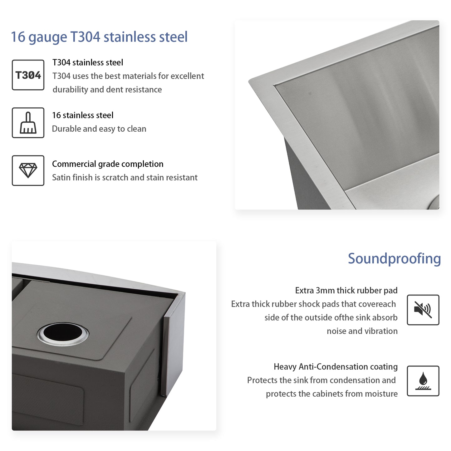 Double Bowl (50/50) Farmhouse Sink- 36" x 20" x 9" Stainless Steel Apron Front Kitchen Sink 16 Gauge with Two 9" Deep Basin