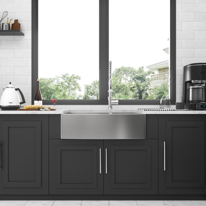 Double Bowl (60/40) Farmhouse Sink- 36" x 20" x 9" Stainless Steel Apron Front Kitchen Sink 16 Gauge with Two 9" Deep Basin