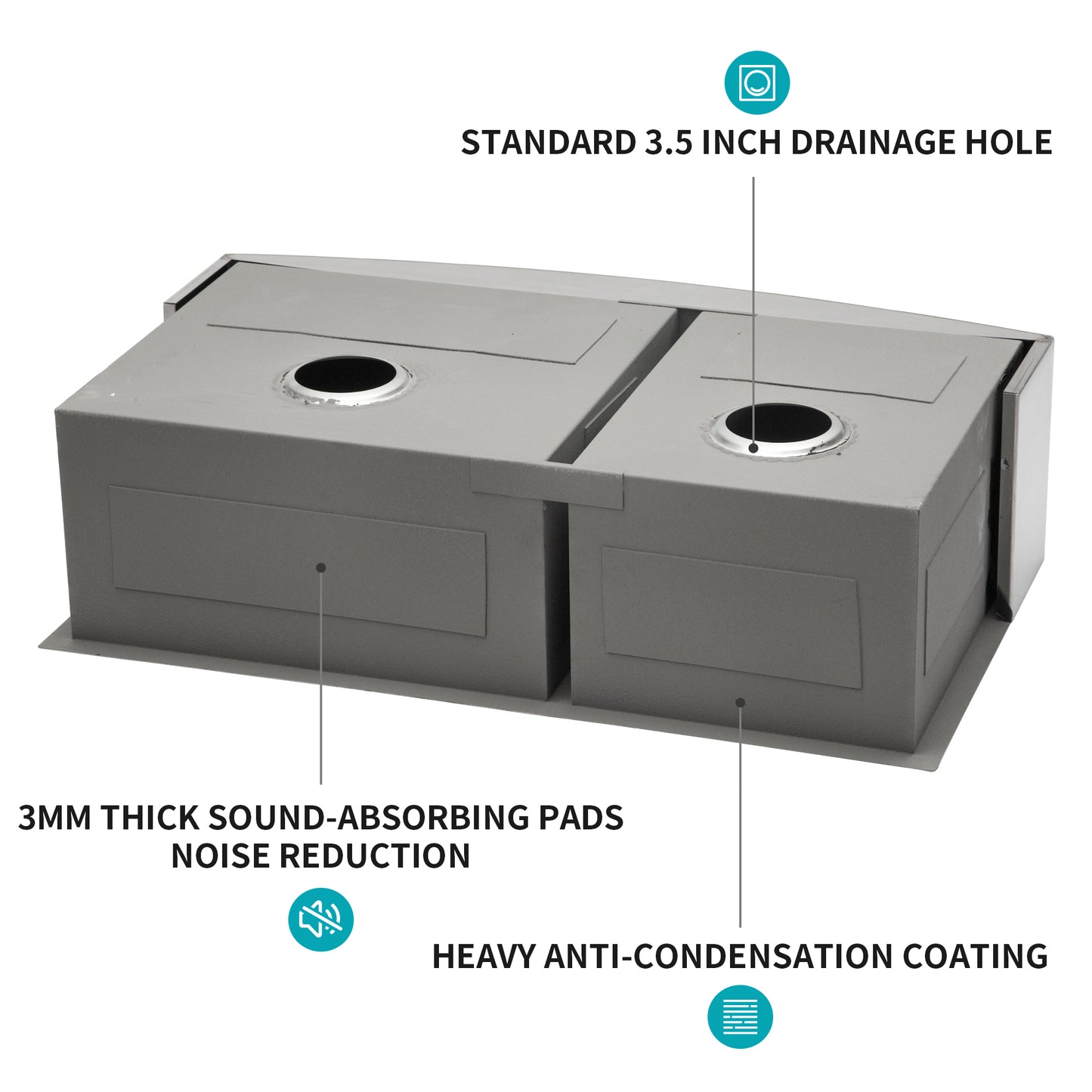 Double Bowl (60/40) Farmhouse Sink- 36" x 20" x 9" Stainless Steel Apron Front Kitchen Sink 16 Gauge with Two 9" Deep Basin