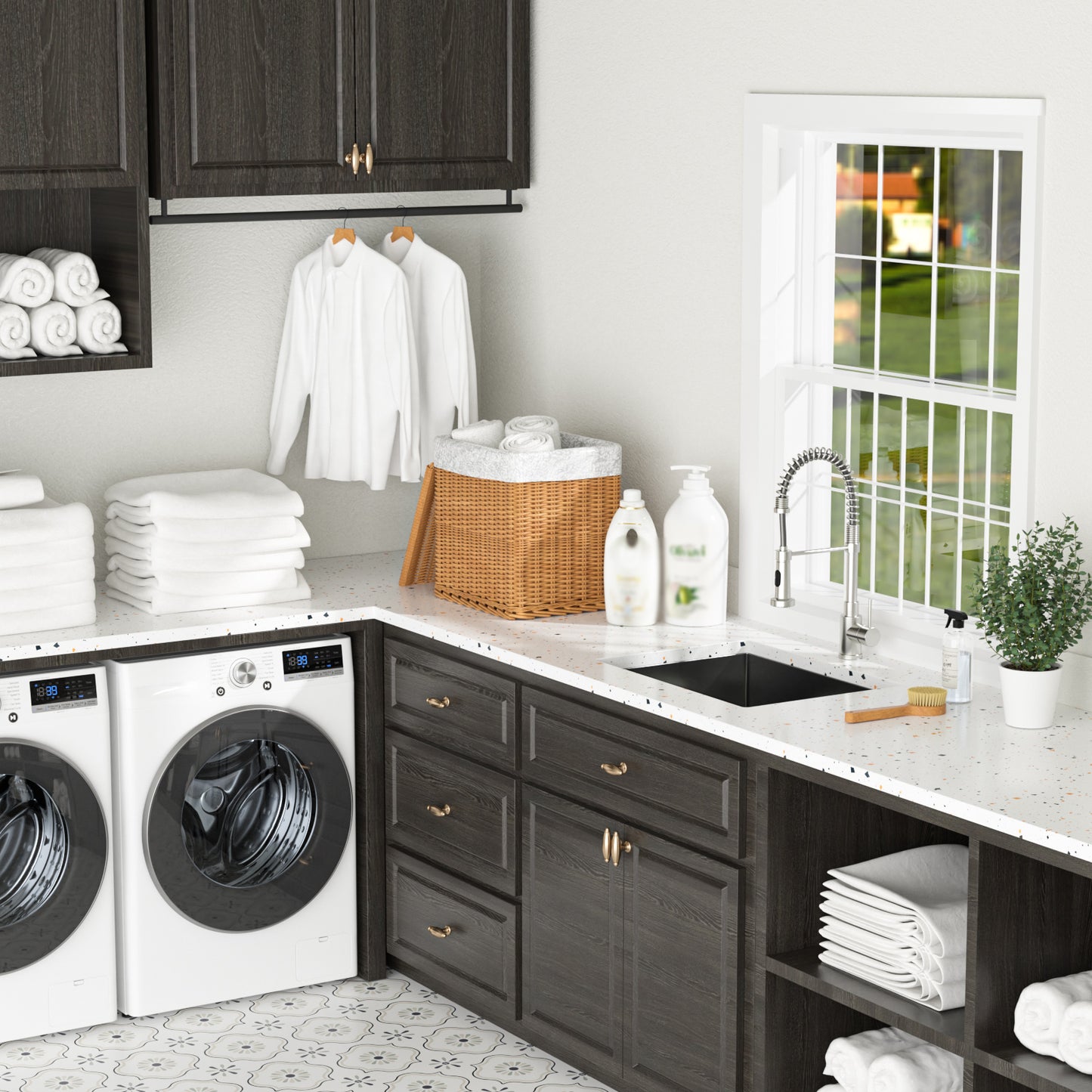 Laundry Sink 24 Inch - 24 x 18 x 12 Inch Undermount Gunmetal Black Laundry Utility Sink Deep Single Bowl 16 Gauge Stainless Steel Laundry Tub Sinks