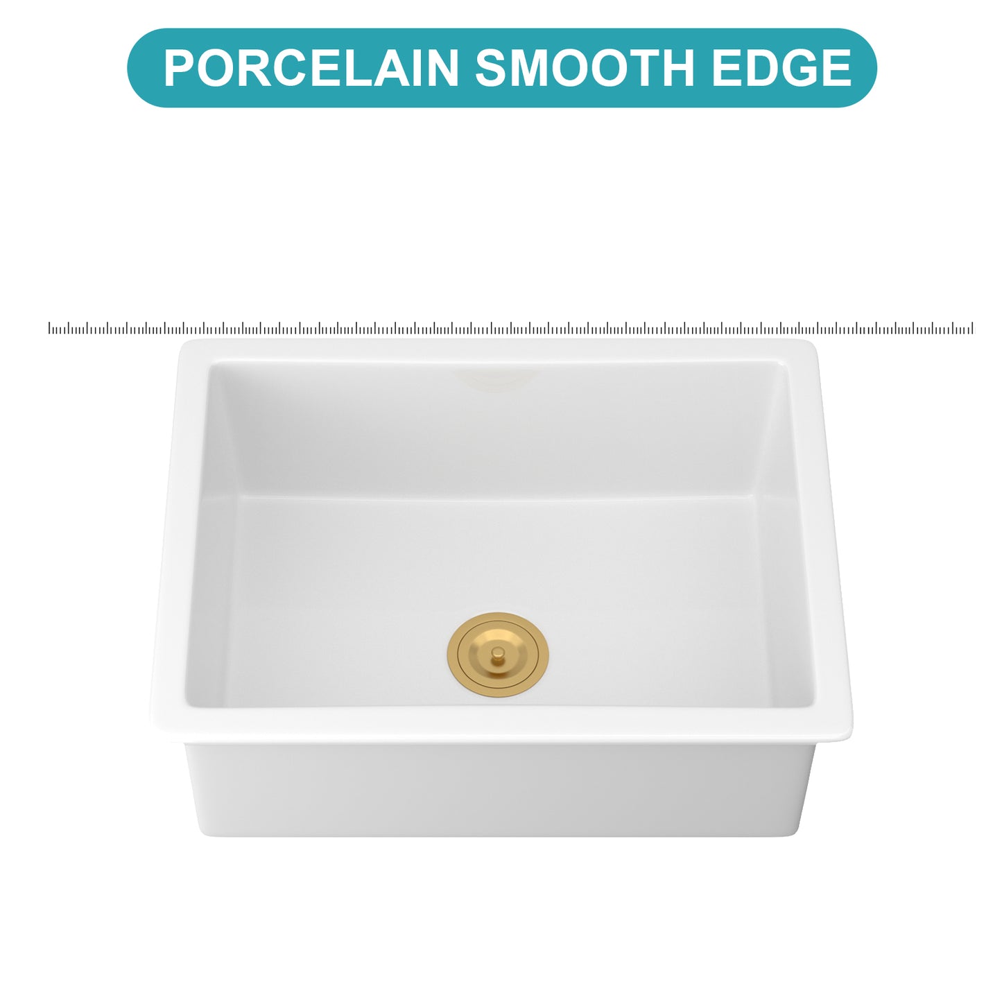 24" x 18" x 9" Undermount Single Bowl Porcelain Ceramic Kitchen Sink - Dual Mount White Ceramic Rectangular Deep Single Bowl Sink Basin