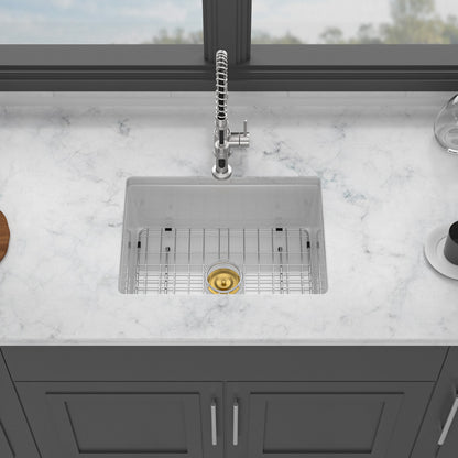 24" x 18" x 9" Undermount Single Bowl Porcelain Ceramic Kitchen Sink - Dual Mount White Ceramic Rectangular Deep Single Bowl Sink Basin