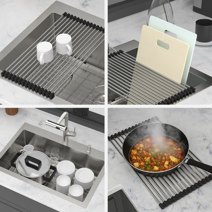 33" Drop-in Kitchen Sink with Pull-out Faucet and Soap Dispenser - 33 x 22 x 10 inch Single Bowl 16 Gauge Stainless Steel Topmount Kitchen Sink Basin