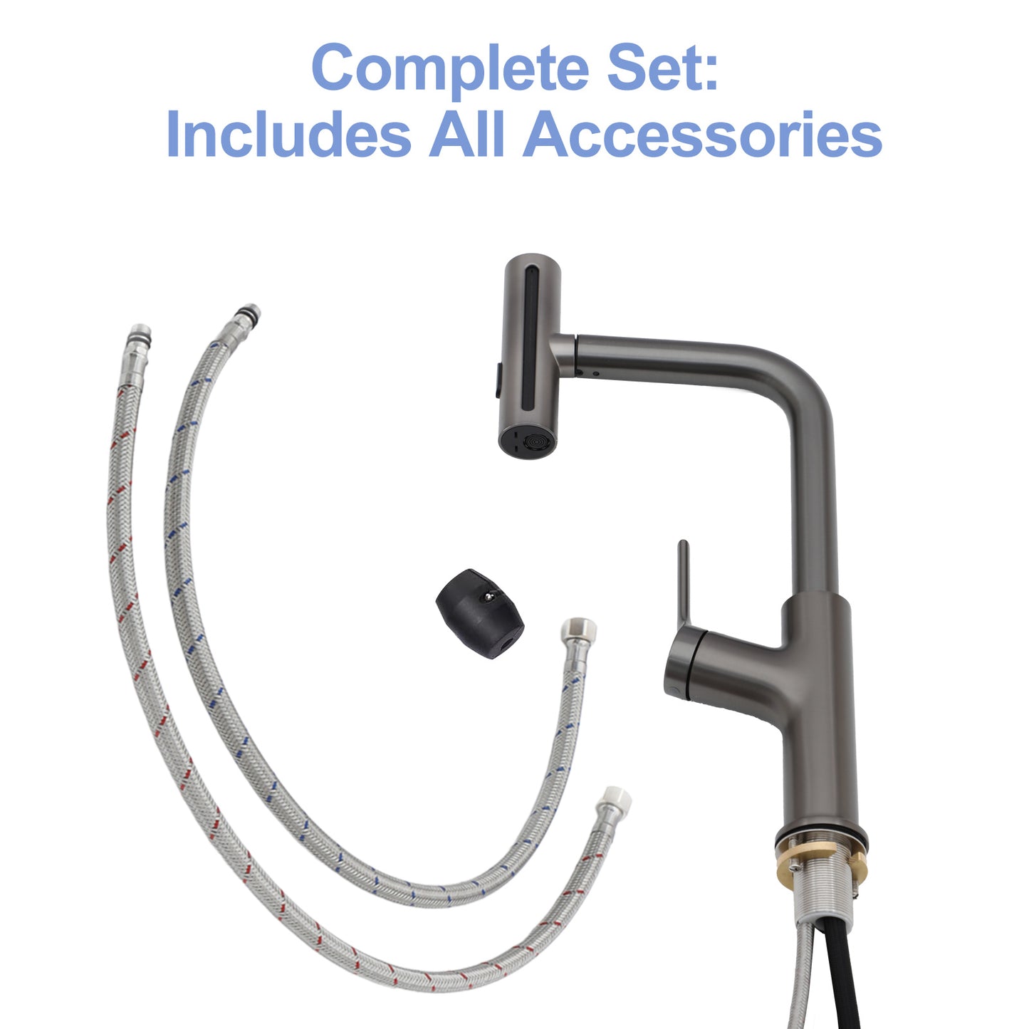 33" Drop-in Gunmetal Black Kitchen Sink with Pull-out Faucet and Soap Dispenser - 33 x 22 x 10 inch Single Bowl 16 Gauge Stainless Steel Topmount Kitchen Sink Basin