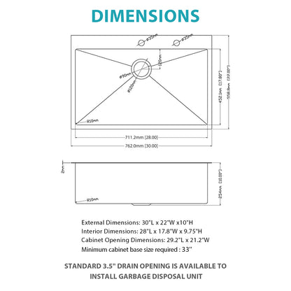 30" Drop-in Gunmetal Black Kitchen Sink with Pull-out Faucet and Soap Dispenser - 30 x 22 x 10 inch Single Bowl 16 Gauge Stainless Steel Topmount Kitchen Sink Basin