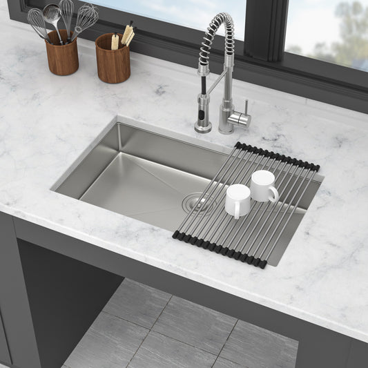 ADA-COMPLIANT Kitchen Sink, 30 Inch Undermount Sink 5.5-Inch Low Depth ADA Compliant Single Bowl 16 Gauge Stainless Steel 30 x 18 x 5.5 Inch Handmade Sinks Basin