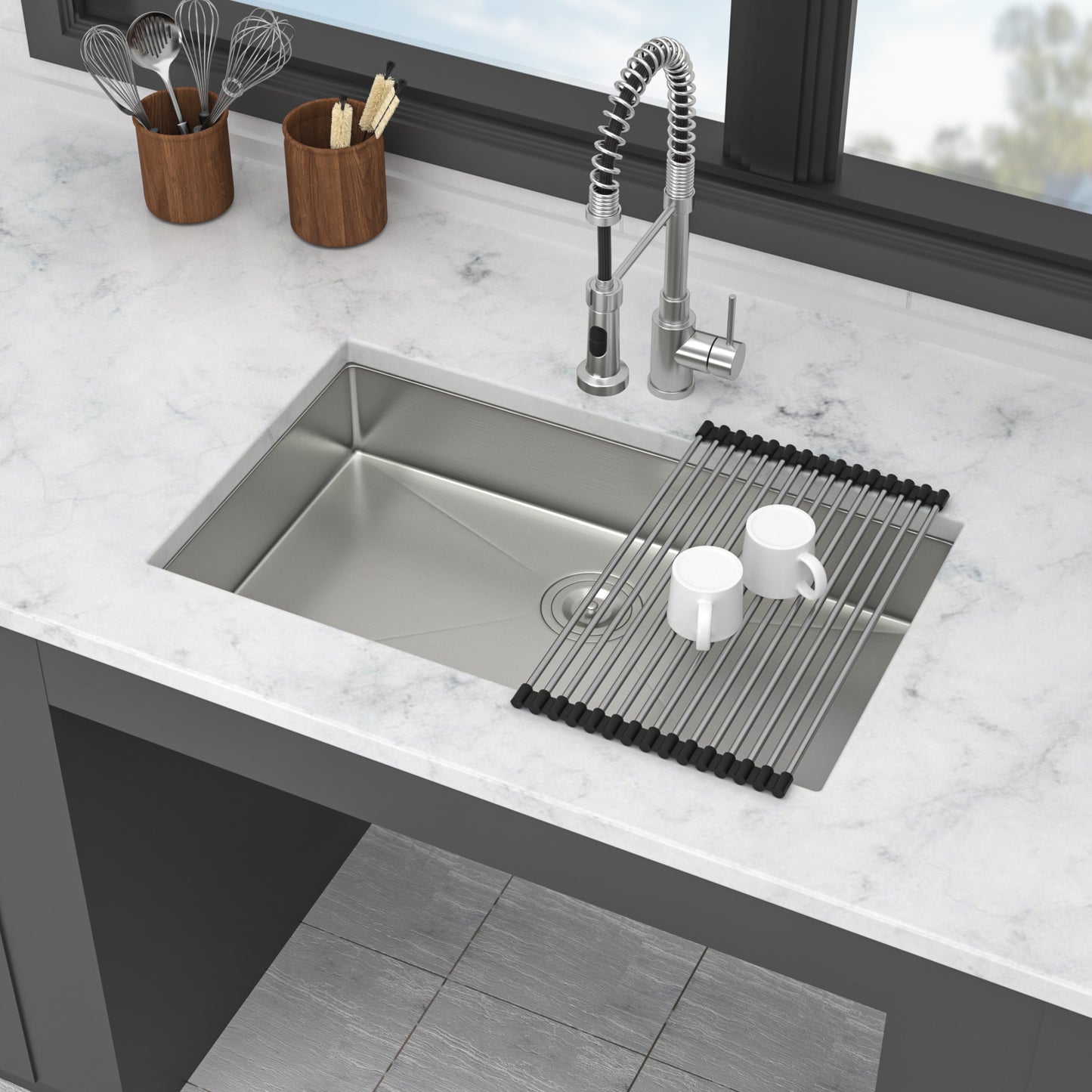 ADA-COMPLIANT Kitchen Sink, 27 Inch Undermount Sink 5.5-Inch Low Depth ADA Compliant Single Bowl 16 Gauge Stainless Steel 27 x 18 x 5.5 Inch Handmade Sinks Basin