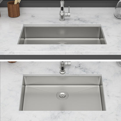 ADA-COMPLIANT Kitchen Sink, 27 Inch Undermount Sink 5.5-Inch Low Depth ADA Compliant Single Bowl 16 Gauge Stainless Steel 27 x 18 x 5.5 Inch Handmade Sinks Basin