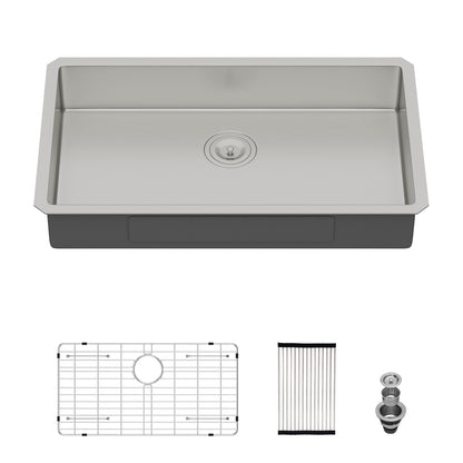 ADA-COMPLIANT Kitchen Sink, 27 Inch Undermount Sink 5.5-Inch Low Depth ADA Compliant Single Bowl 16 Gauge Stainless Steel 27 x 18 x 5.5 Inch Handmade Sinks Basin