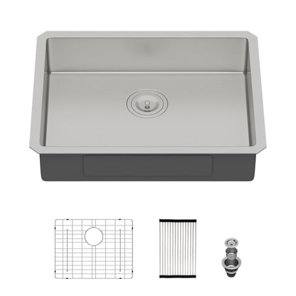 ADA-COMPLIANT Kitchen Sink, 23 Inch Undermount Sink 5.5-Inch Low Depth ADA Compliant Single Bowl 16 Gauge Stainless Steel 23 x 18 x 5.5 Inch Handmade Sinks Basin