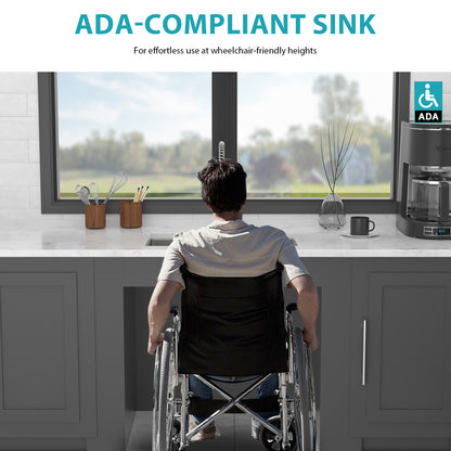 ADA-COMPLIANT Kitchen Sink, 23 Inch Undermount Sink 5.5-Inch Low Depth ADA Compliant Single Bowl 16 Gauge Stainless Steel 23 x 18 x 5.5 Inch Handmade Sinks Basin