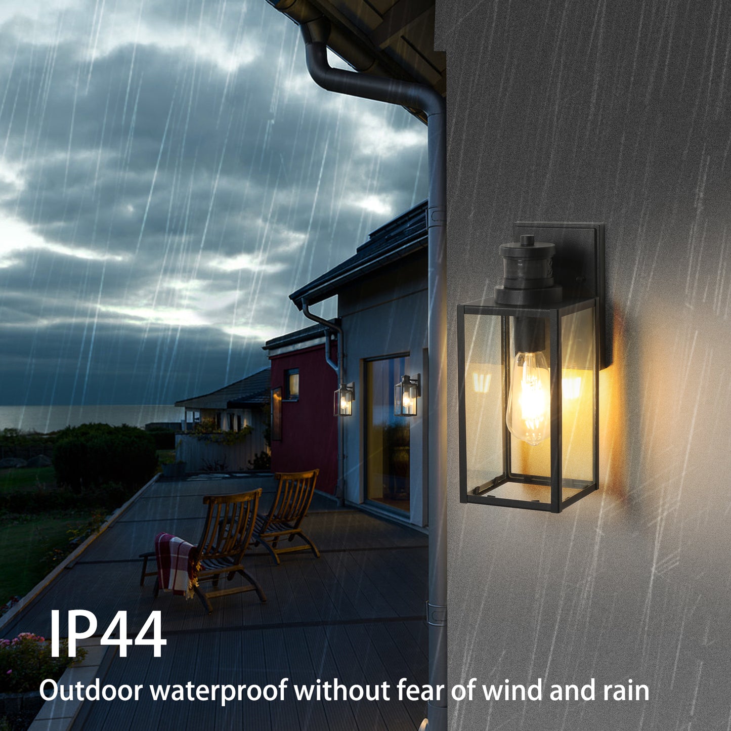 1-Light Matte Black Non-Motion Sensing Outdoor Hardwired Wall Sconce Light with Socket, Bulb Not Included