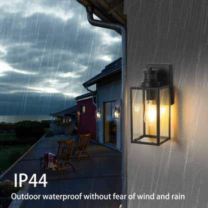 1-Light Matte Black Non-Motion Sensing Outdoor Hardwired Wall Sconce Light with Socket, Bulb Not Included
