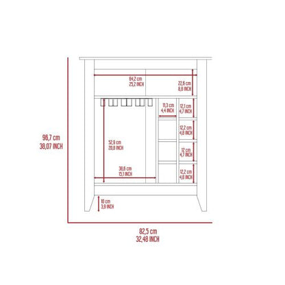 Bar Cabinet, One Open Shelf, Six Built-in Wine Rack, One Drawer -Espresso