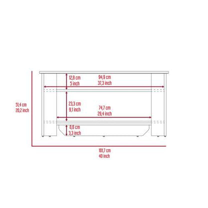 Storage Table, Four Legs, Lower Shelf, Light Oak / White
