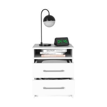 White 2-Drawer Multi-purpose Nightstand