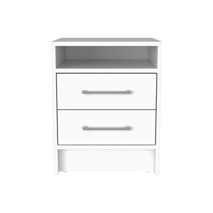 White 2-Drawer Multi-purpose Nightstand